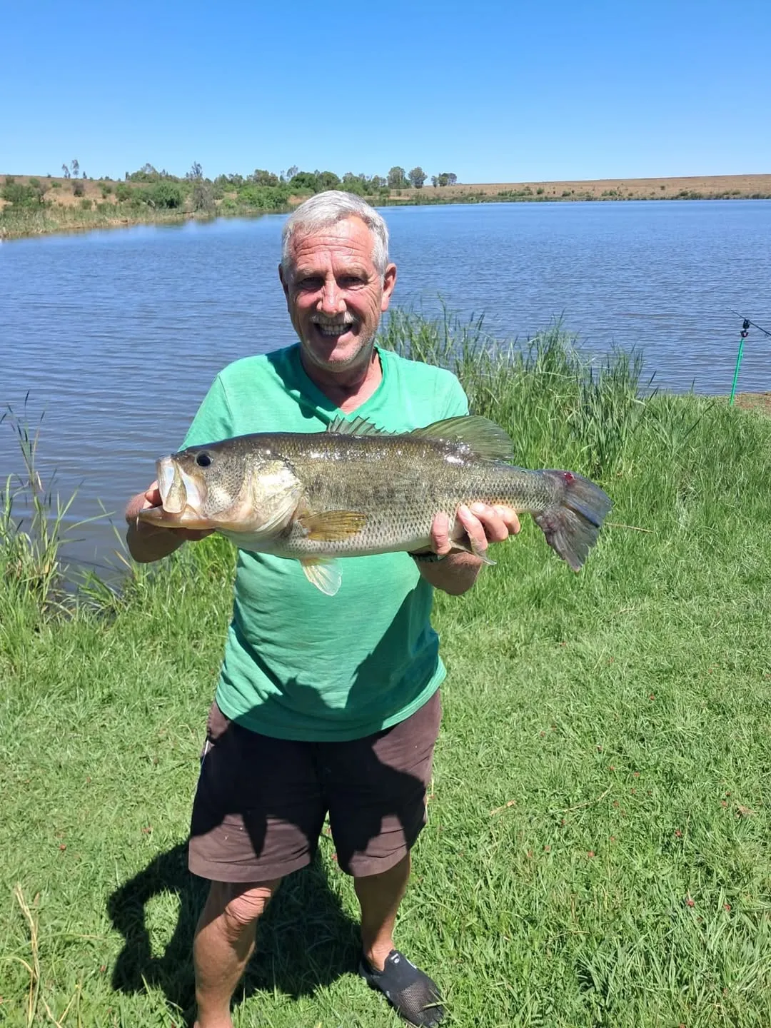 Bass catch on the bank at Day Visit, Bobbejaan Kloof Bass & Carp Lodge | Bobbejaan Kloof Bass & Carp Lodge - North West - Hartbeesfontein