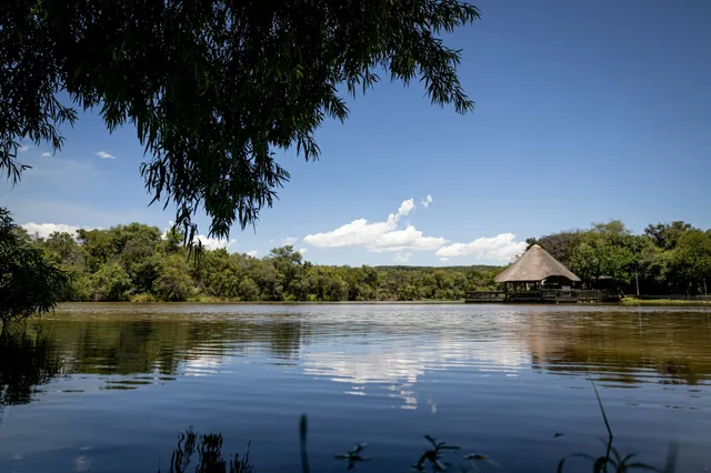 Farm dam with thatched lapa | Tachiro Hunting & Fishing - Limpopo - Naboomspruit