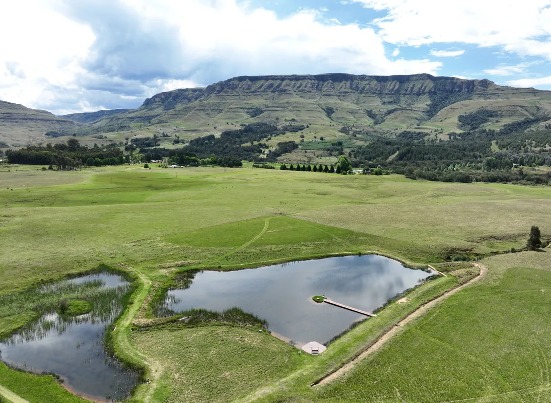 Spurwing Dam from above | Kamberg Valley Hideaway - KwaZulu-Natal - Kamberg - Spurwing Dam