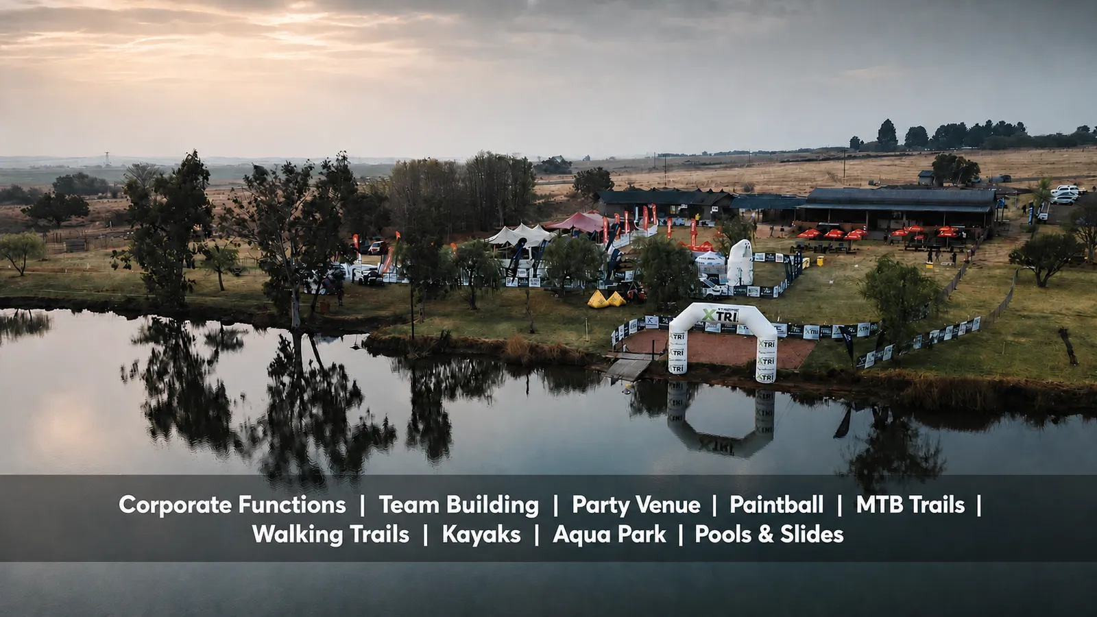 Aerial view of the dam and venue | Prime View Adventure & Leisure - Gauteng - Olifantsfontein
