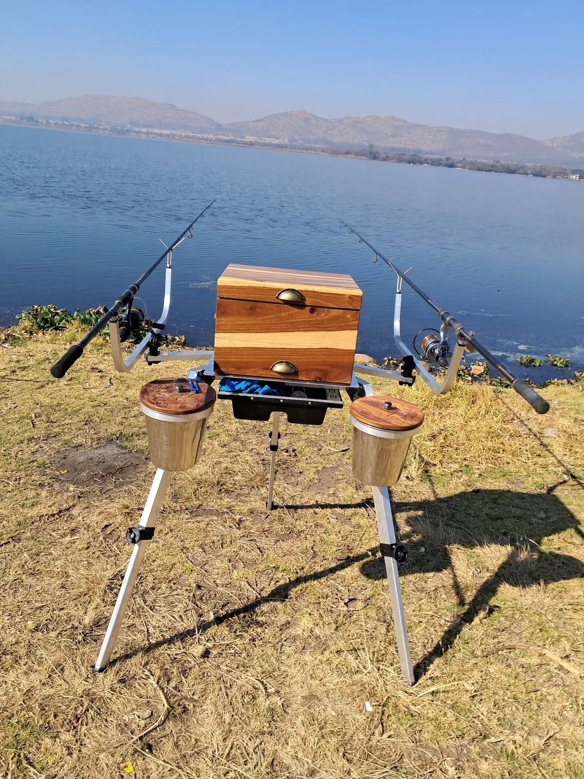 Rod pod setup on the grass | Northern Transvaal Fishing Grounds - Gauteng - Pretoria - Roodeplaat Dam