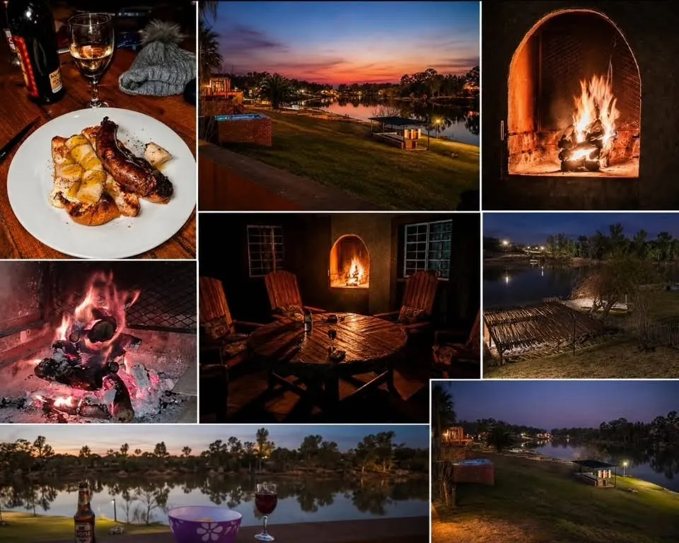 Outdoor braai and fireplace area | Denessé Lodge - North West - Bloemhof - Vaal River