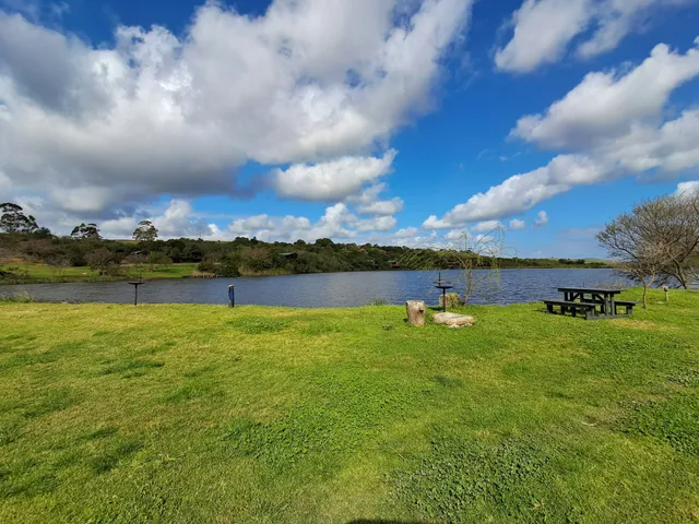 Picnic table beside the dam at Camp Area 2, FleckVieh | Fleckvieh Guest Farm - Camp Area 2 - Western Cape - Swellendam