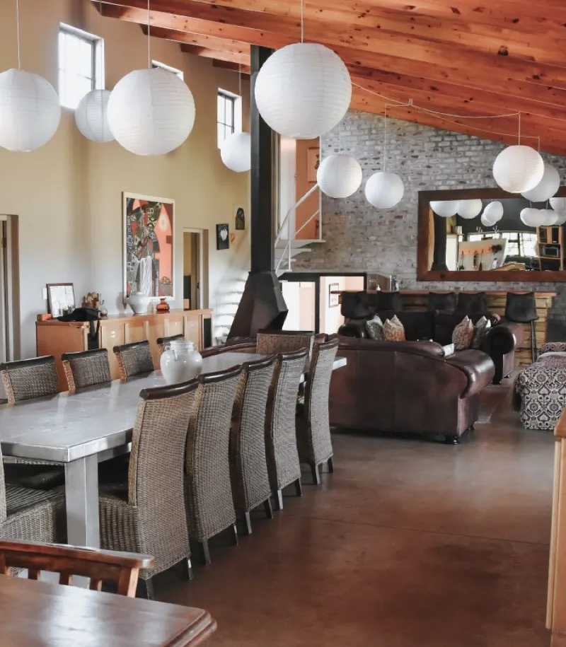 Open-plan lounge and dining room | Lake Lodge - Western Cape - Villiersdorp - Theewaterskloof Dam