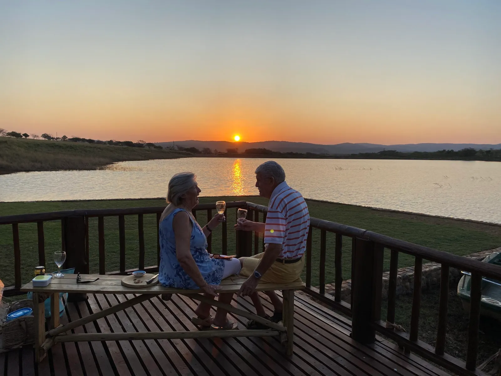 Sunset over the lake from the deck | Sunset Plains - KwaZulu-Natal - Hluhluwe